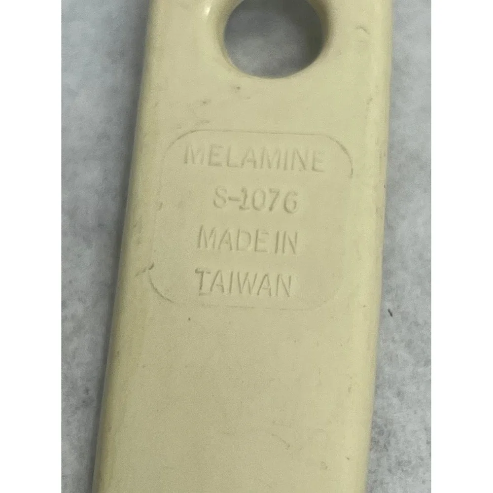 Vintage Melamine Slotted Spoon Vegetable Harvest Motif Cream S-1076 Taiwan 12in